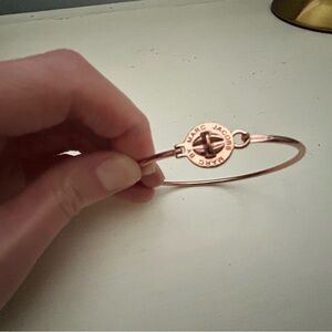 Marc Jacobs Rose Rose Gold-Tone Logo Disc Bangle Bracelet
